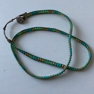 STELLA & DOT Green, turquoise, gold wrap bracelet